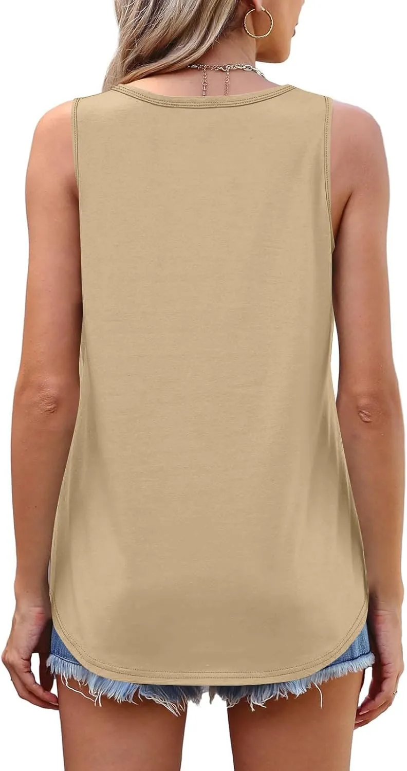 Womens Tank Tops Dressy Casual Fitted Fashion Crew Neck Sleeveless Clothes Hawaiian Vacation Solid Comfy Camisole