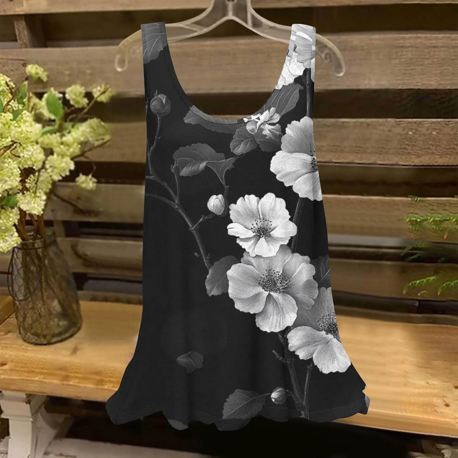 Womens Tank Tops Hawaiian Printed Casual Crew Neck Sleeveless Dressy Shirts 2025 Trendy Summer Beach Comfy Tank Top