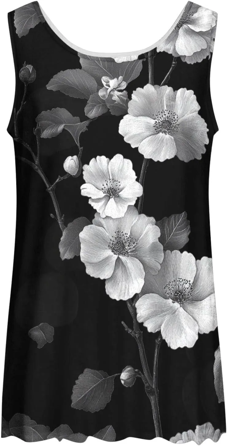 Womens Tank Tops Hawaiian Printed Casual Crew Neck Sleeveless Dressy Shirts 2025 Trendy Summer Beach Comfy Tank Top