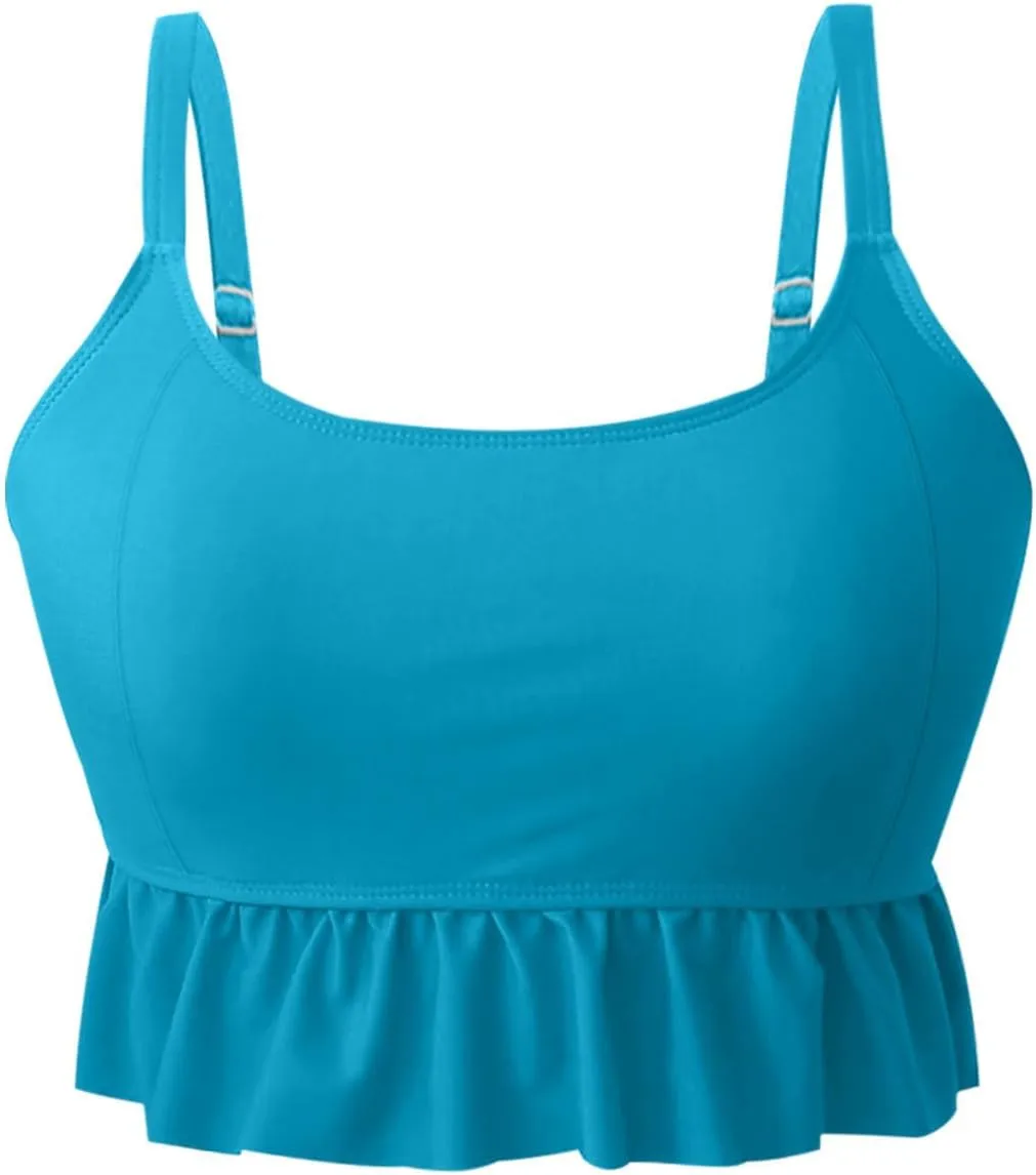 Womens Tankini Set Tropical Hawaii High Waisted Bikini Bathing Suits 2 Piece Swim Tank Top with Boy Shorts Swimsuits