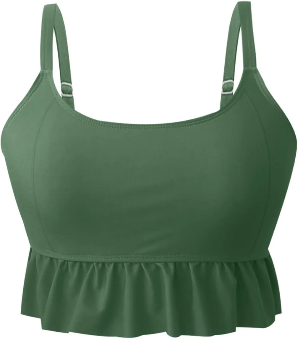 Womens Tankini Set Tropical Hawaii High Waisted Bikini Bathing Suits 2 Piece Swim Tank Top with Boy Shorts Swimsuits