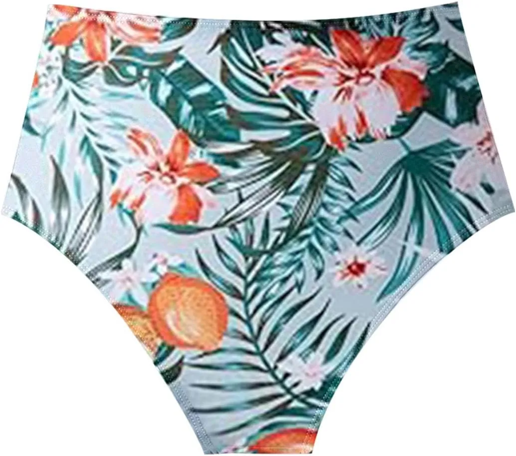 Womens Tankini Set Tropical Hawaii High Waisted Bikini Bathing Suits 2 Piece Swim Tank Top with Boy Shorts Swimsuits