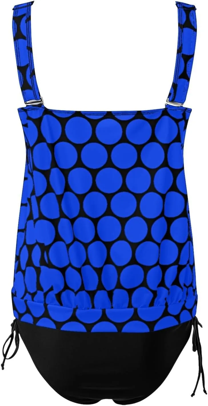Womens Tankini Sets Scoop Neck Blouson Swim Tank Top with Shorts 2 Piece Swimsuit Summer Beach Modest Bathing Suits