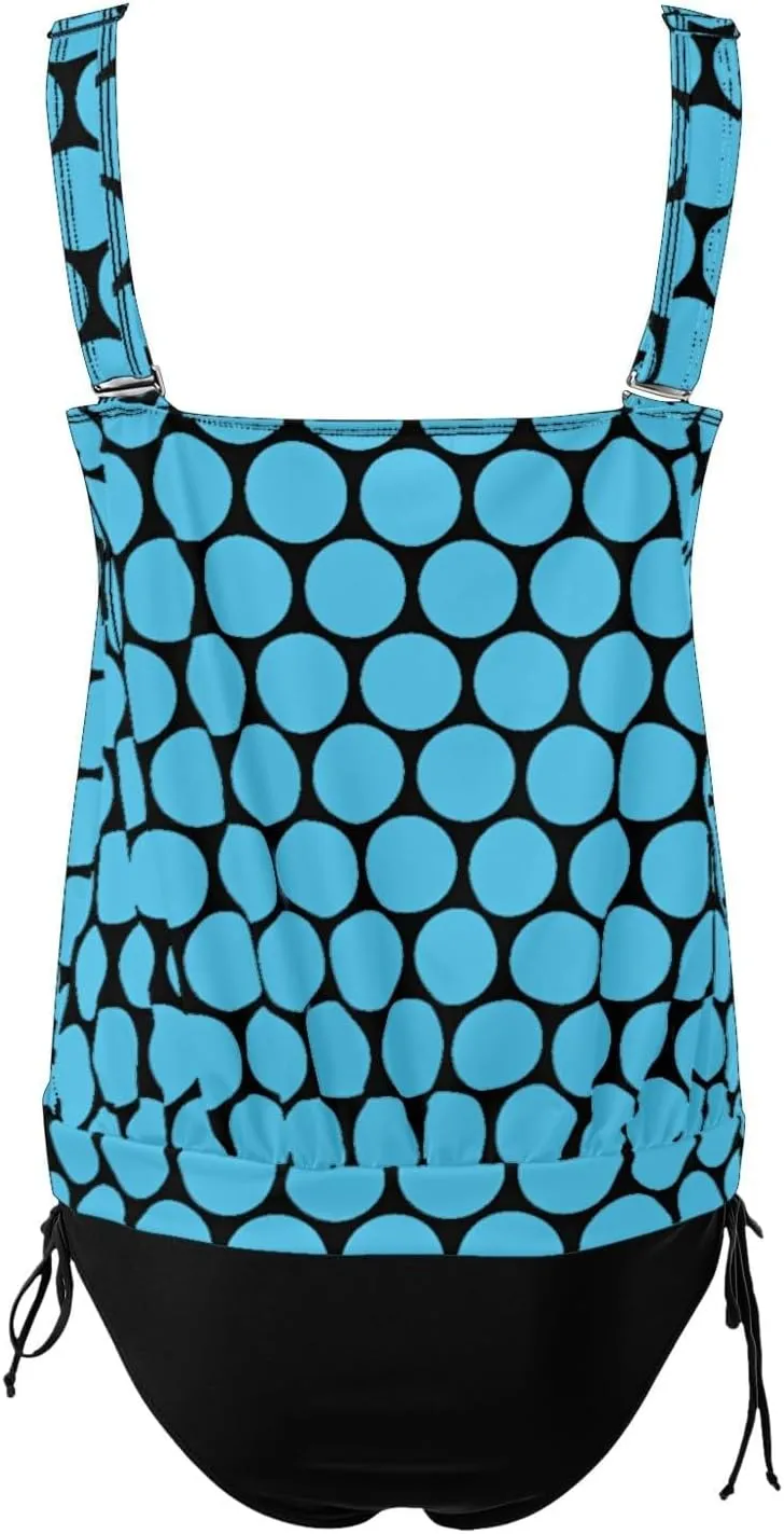 Womens Tankini Sets Scoop Neck Blouson Swim Tank Top with Shorts 2 Piece Swimsuit Summer Beach Modest Bathing Suits