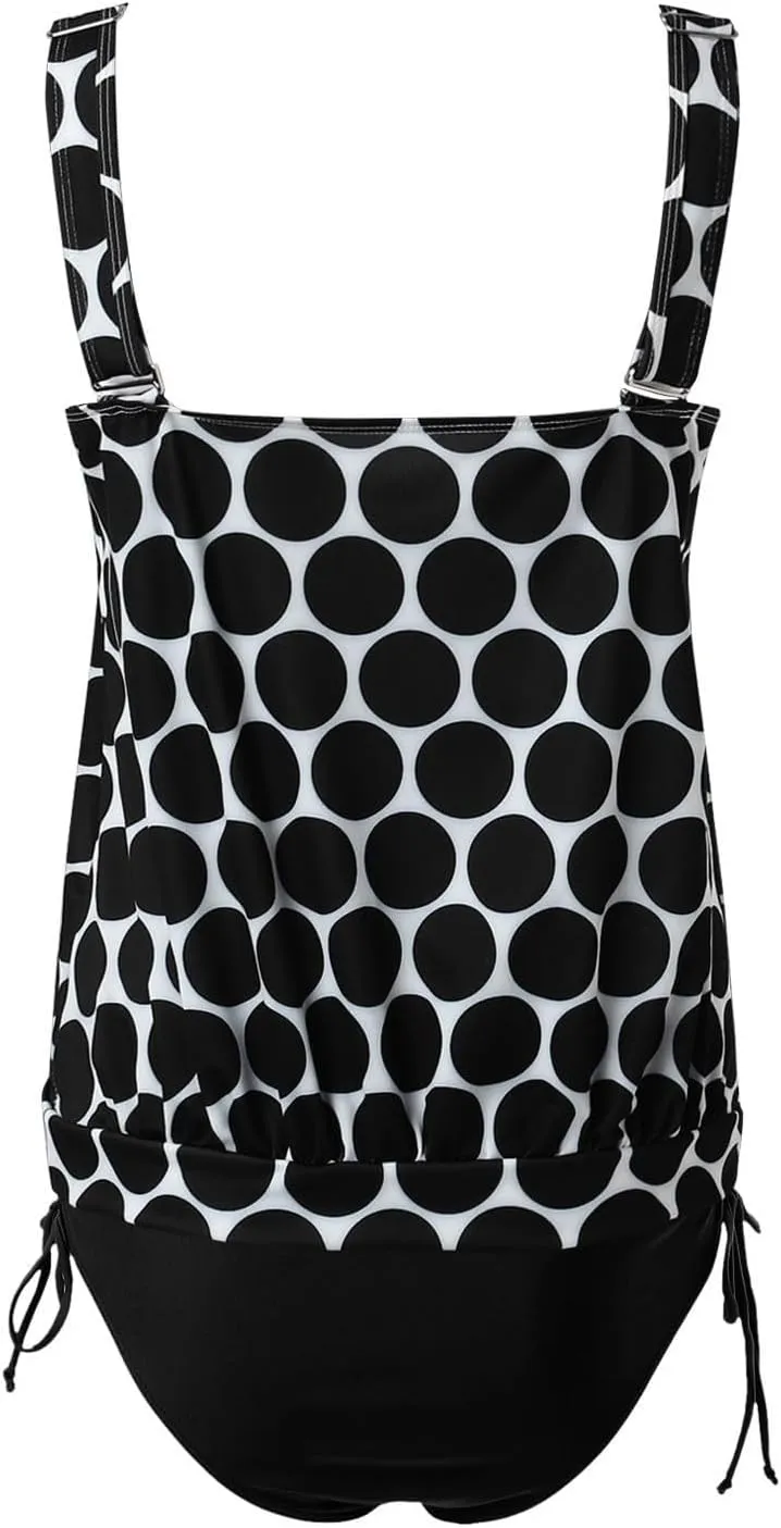 Womens Tankini Sets Scoop Neck Blouson Swim Tank Top with Shorts 2 Piece Swimsuit Summer Beach Modest Bathing Suits