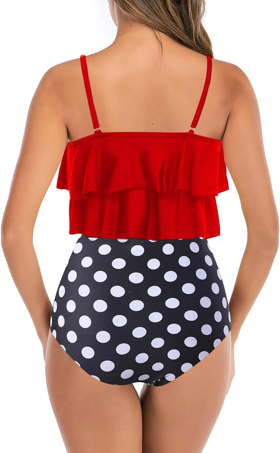 Womens Tankini Swimsuits Ruffled Tank Top Tummy Control Floral Modest Swimwear High Waisted Bikini