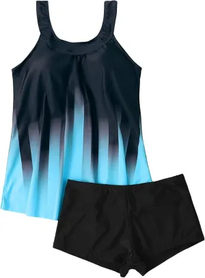Womens Tankini Swimsuits with Shorts-2025 Summer Two Piece Swimsuit Tummy Control Tankini Bathing Suits Bulit in Bra