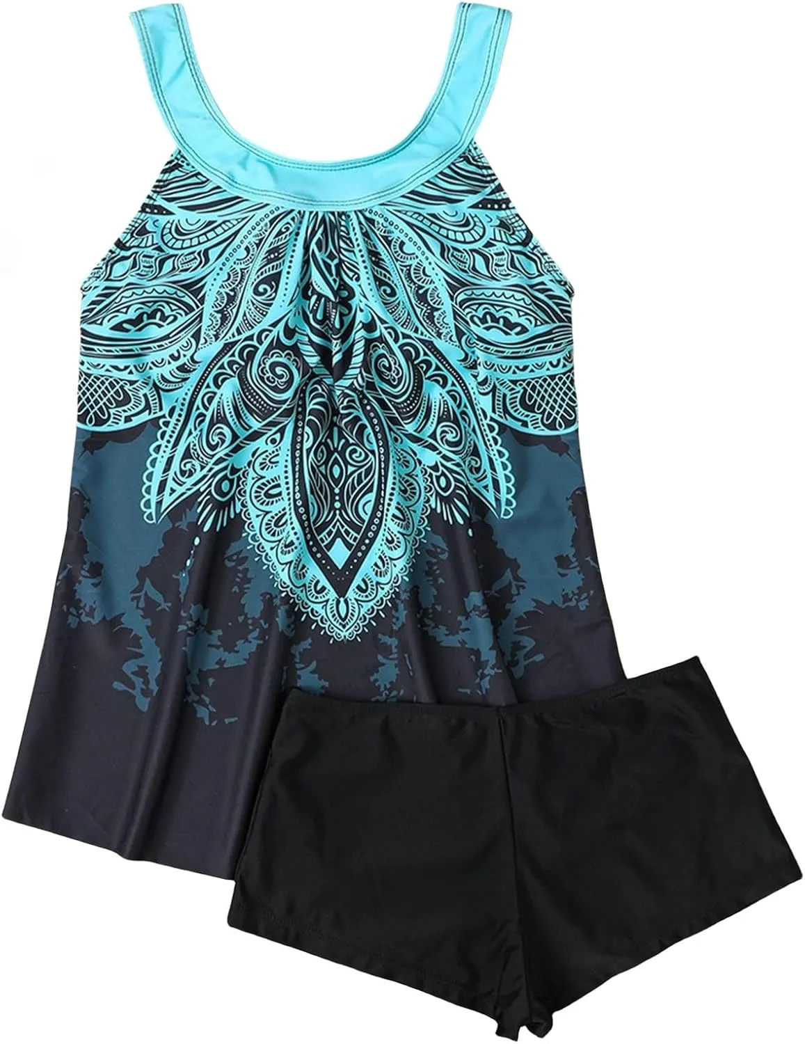 Womens Tankini Swimsuits with Shorts-2025 Summer Two Piece Swimsuit Tummy Control Tankini Bathing Suits Bulit in Bra