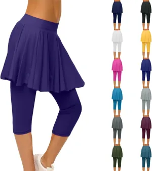 Womens Tennis Skirts with Leggings Athletic Golf Running Leggings with Skirt High Waisted Yoga Pickleball Skorts