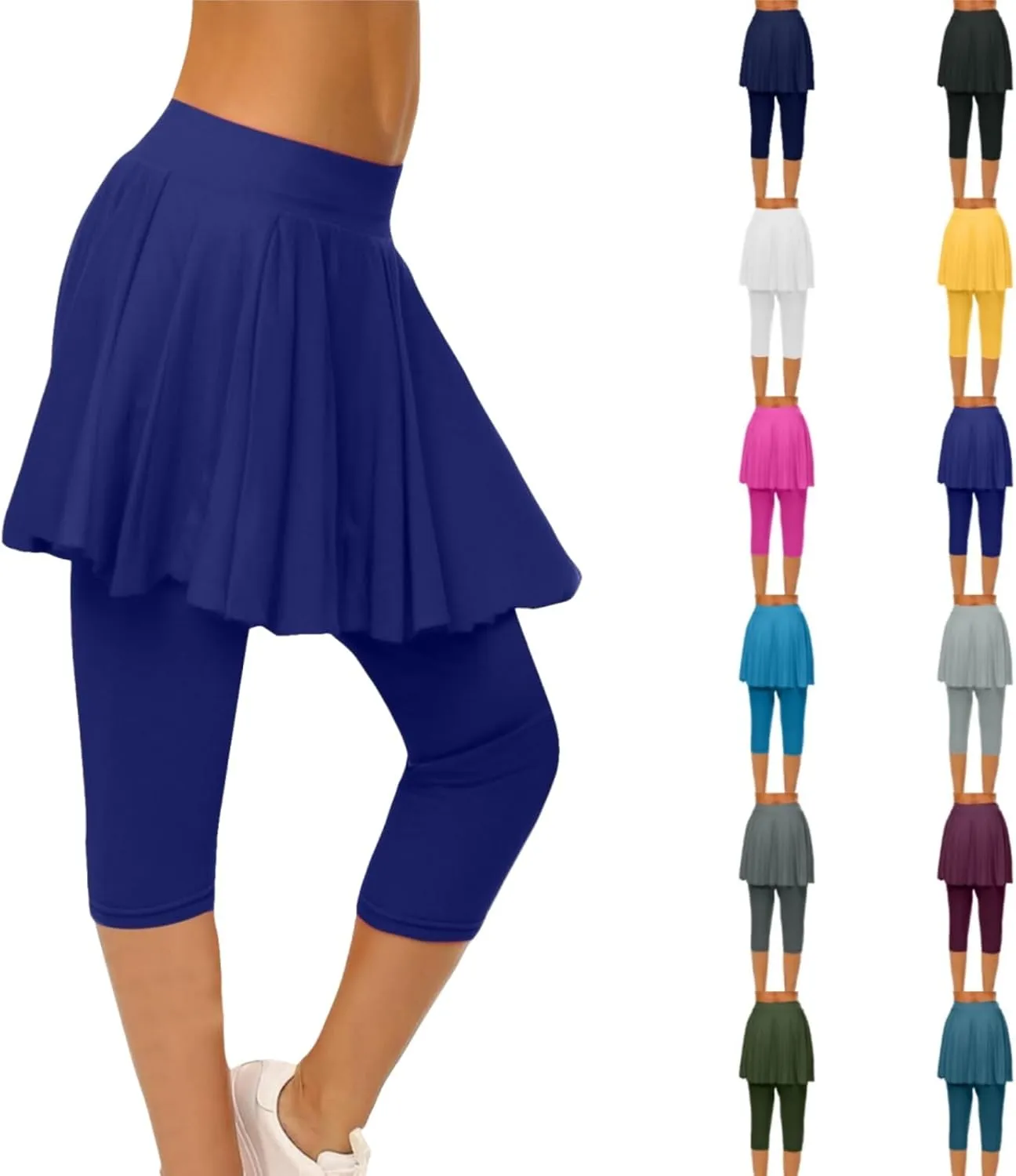 Womens Tennis Skirts with Leggings Athletic Golf Running Leggings with Skirt High Waisted Yoga Pickleball Skorts