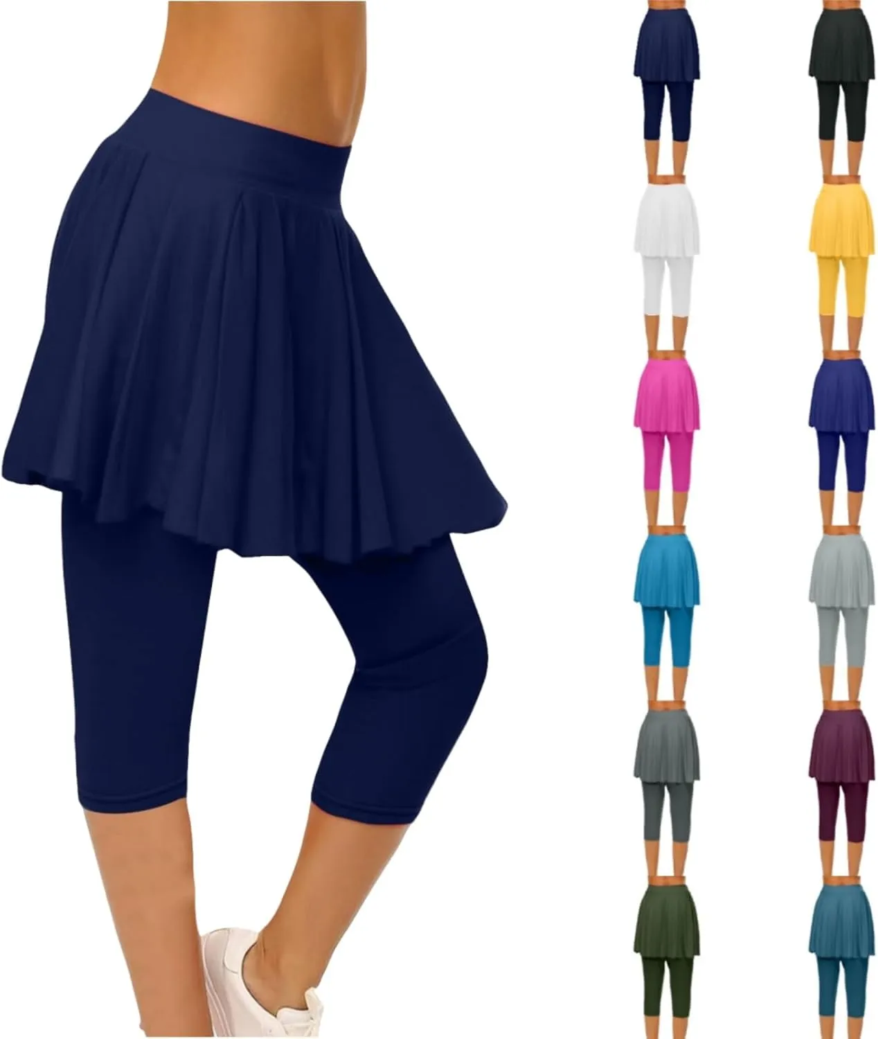 Womens Tennis Skirts with Leggings Athletic Golf Running Leggings with Skirt High Waisted Yoga Pickleball Skorts