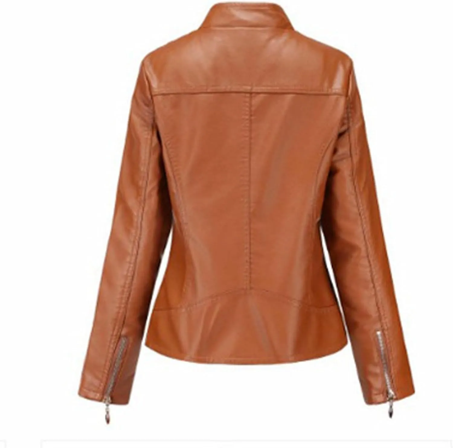Women's Trendy Faux Leather Jacket Moto Short Jacket Fashion PU Jacket Coat Faux Leather Zip Up Moto Biker Jackets