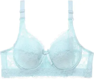 Womens Underwire Full Coverage Bras See Through High Support Bralette Breathable Push Up Gather Sexy Bras for Everyday