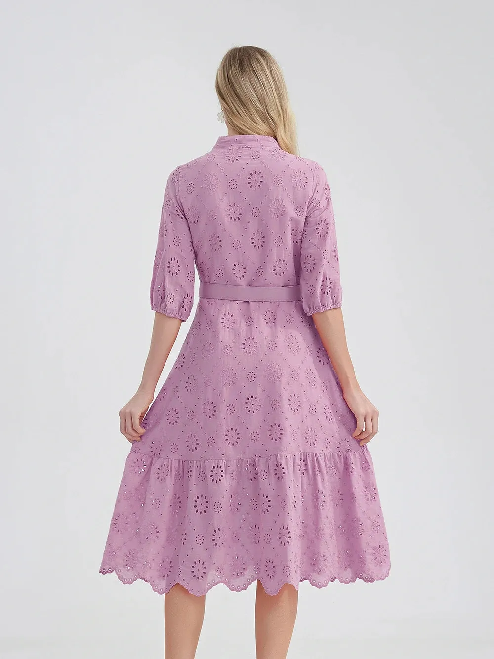 Women's V-Neck Button A-line Fashion Designer Dresses (Midi)