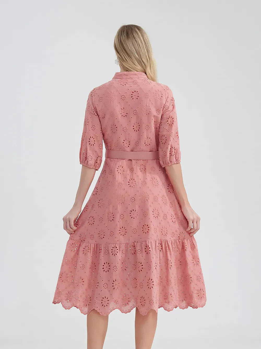 Women's V-Neck Button A-line Fashion Designer Dresses (Midi)