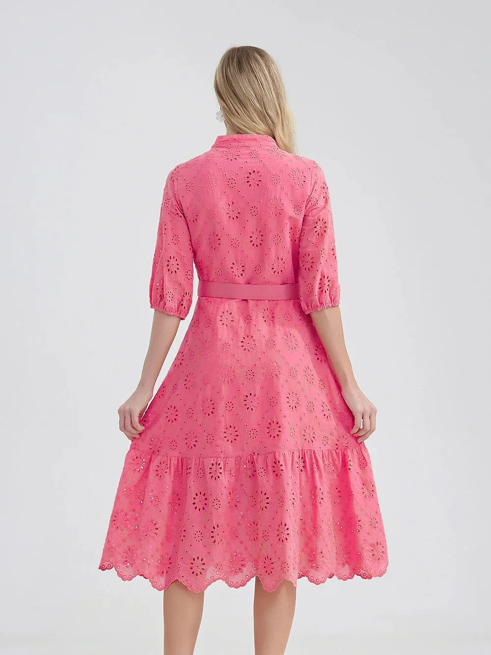 Women's V-Neck Button A-line Fashion Designer Dresses (Midi)