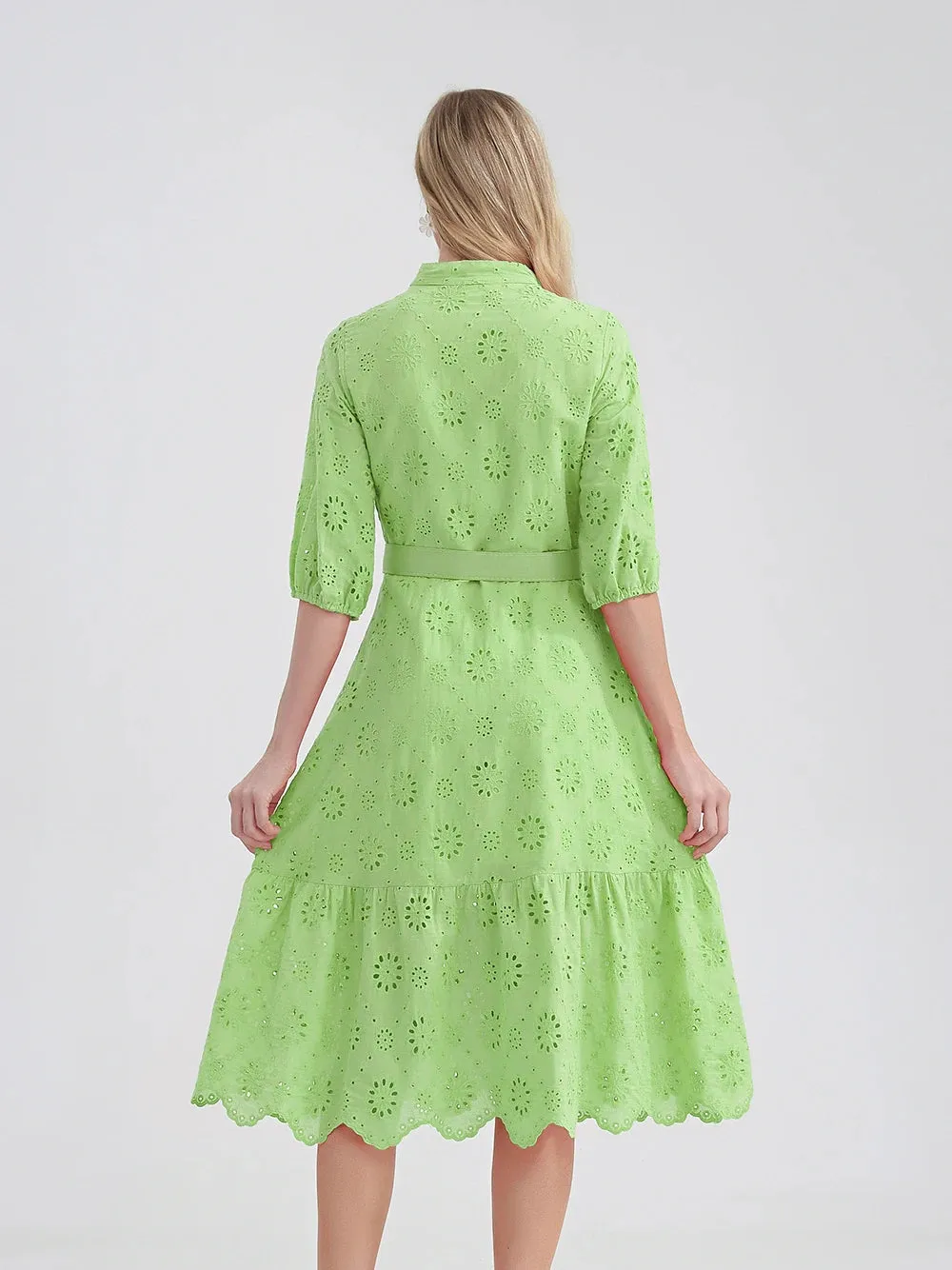 Women's V-Neck Button A-line Fashion Designer Dresses (Midi)