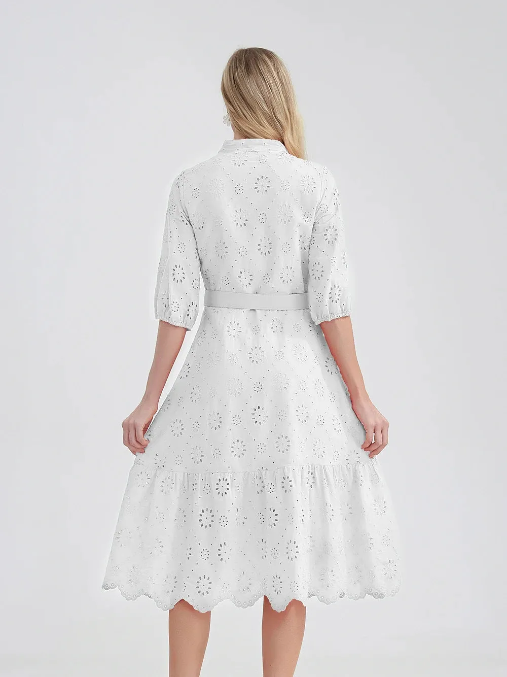 Women's V-Neck Button A-line Fashion Designer Dresses (Midi)
