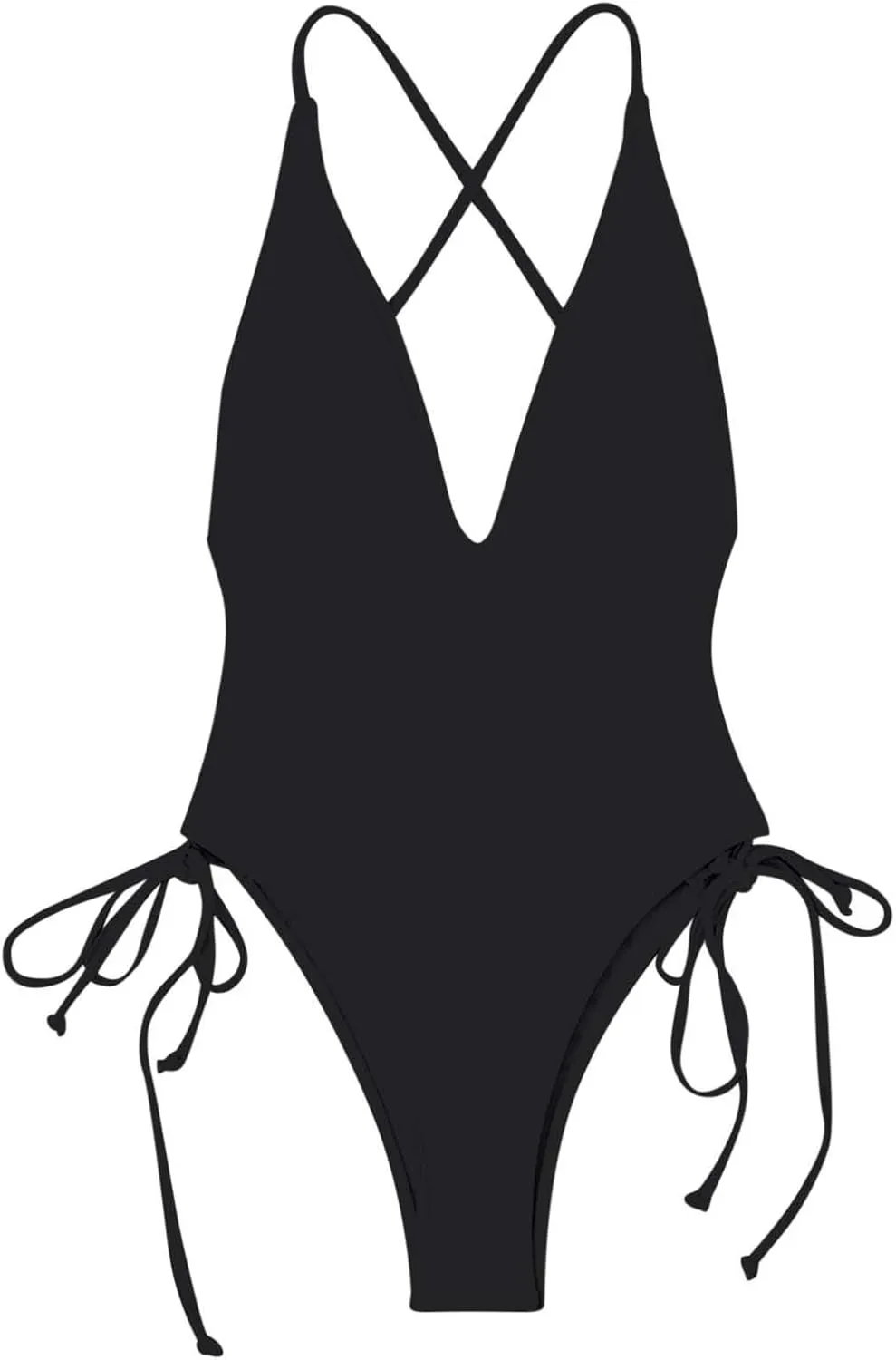 Women's V Neck Swimwear Backless Sleeveless Tummy Control Swimsuits One Piece Slimming Bathing Suits