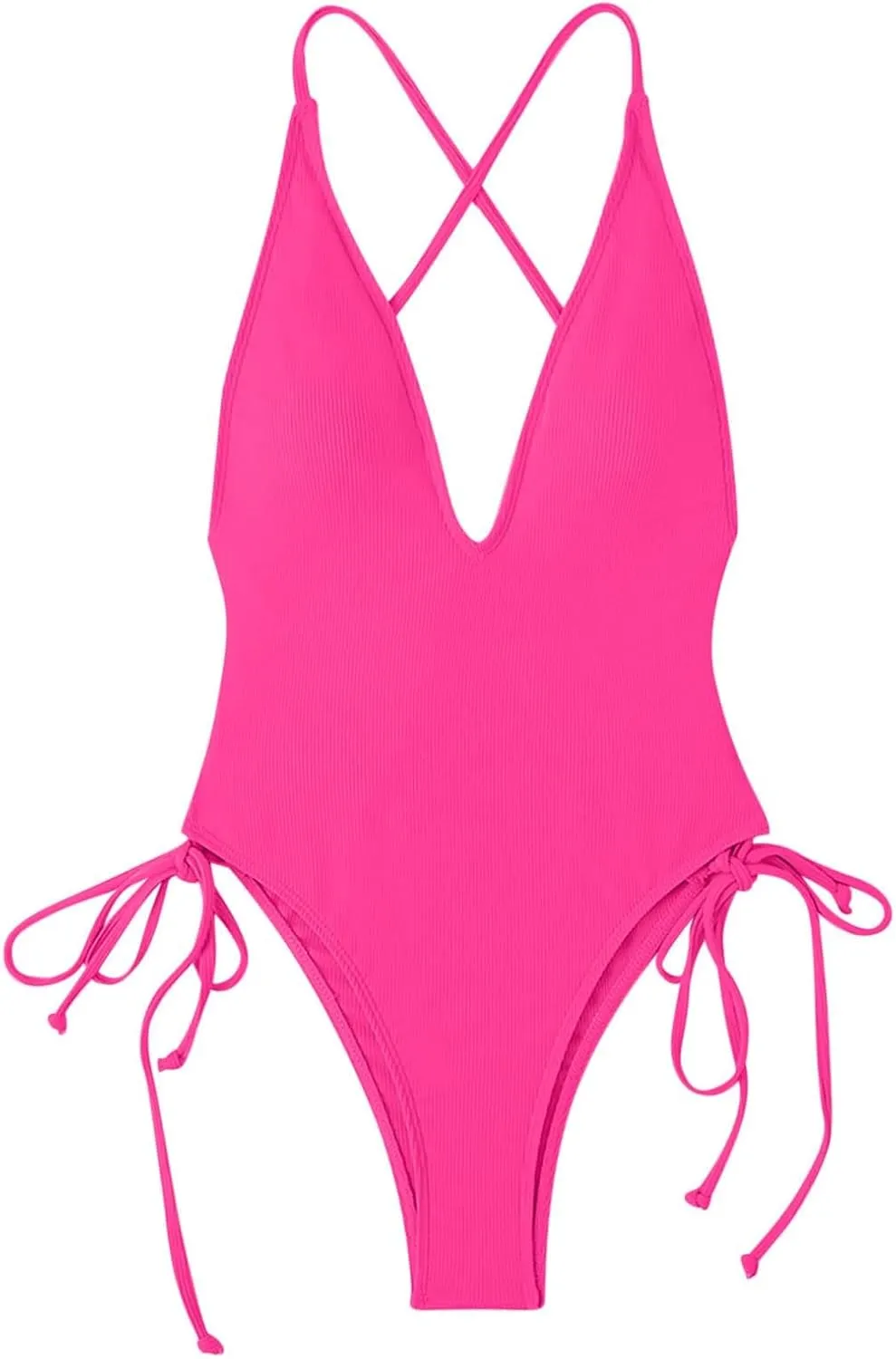 Women's V Neck Swimwear Backless Sleeveless Tummy Control Swimsuits One Piece Slimming Bathing Suits