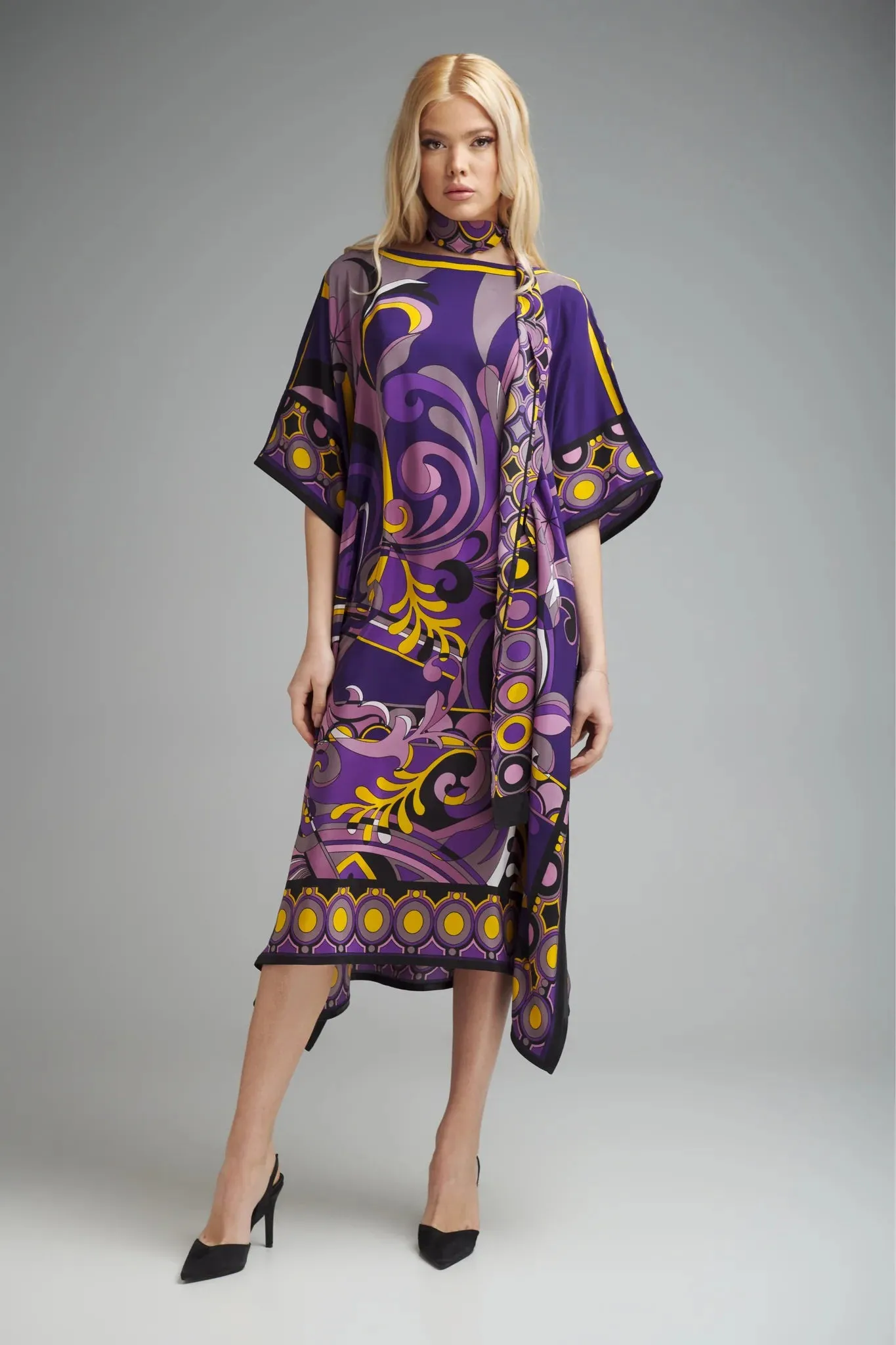 Women's Violet Crepe Kaftans - BlackBeads