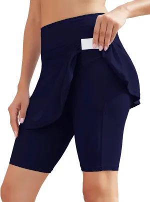 WOWENY Women Swim Skirt High Waisted Swimsuit Bottom Built-in Swim Bikini Bottoms