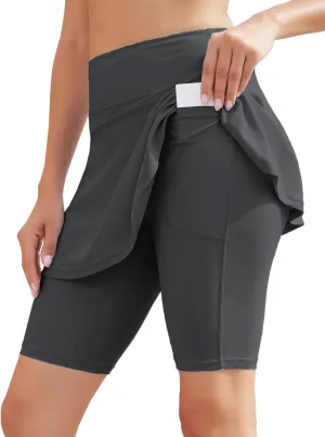 WOWENY Women Swim Skirt High Waisted Swimsuit Bottom Built-in Swim Bikini Bottoms
