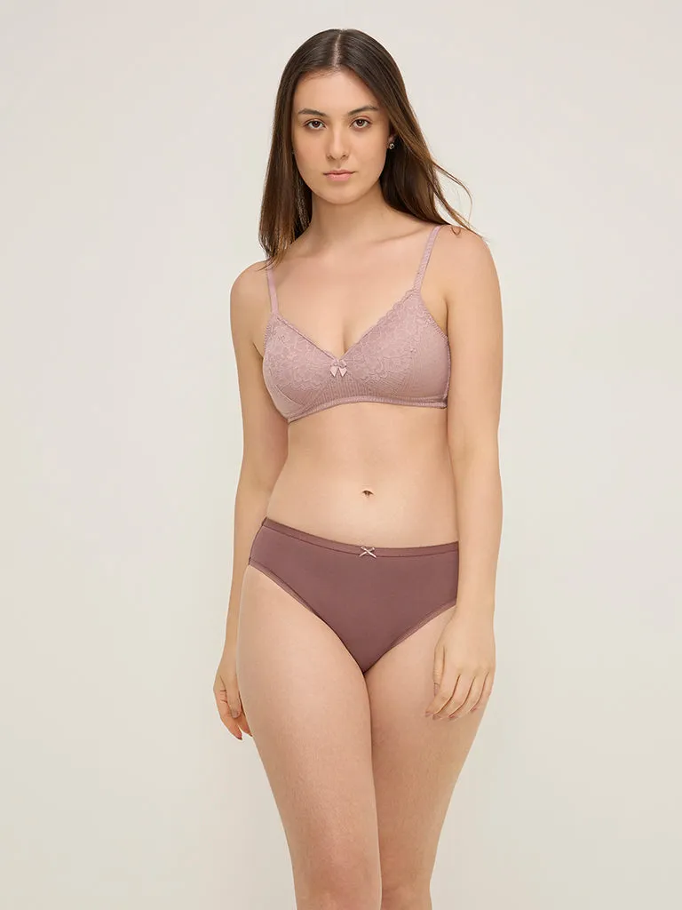 Wunderlove Burgundy Solid Cotton-Blend Briefs - Pack of 3