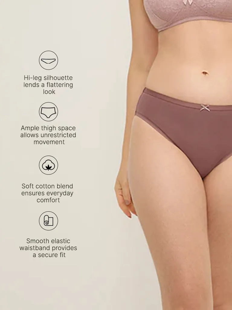 Wunderlove Burgundy Solid Cotton-Blend Briefs - Pack of 3