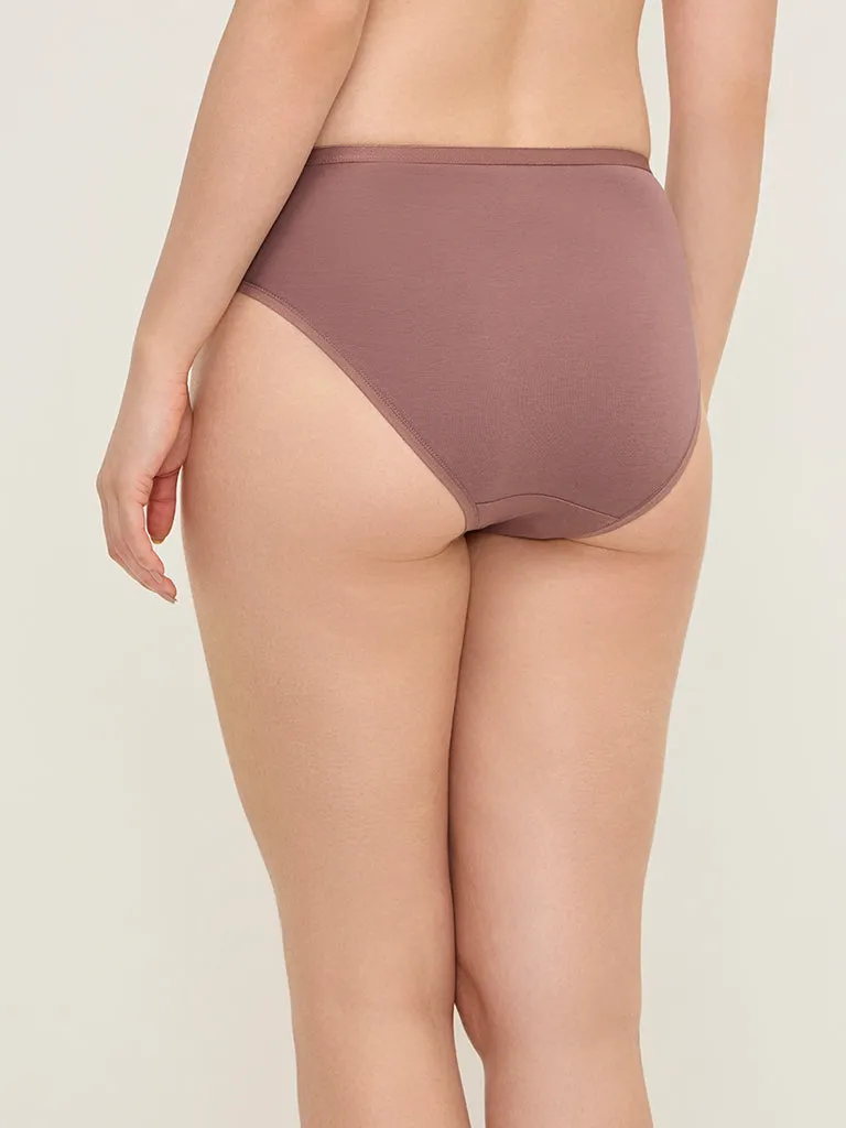 Wunderlove Burgundy Solid Cotton-Blend Briefs - Pack of 3