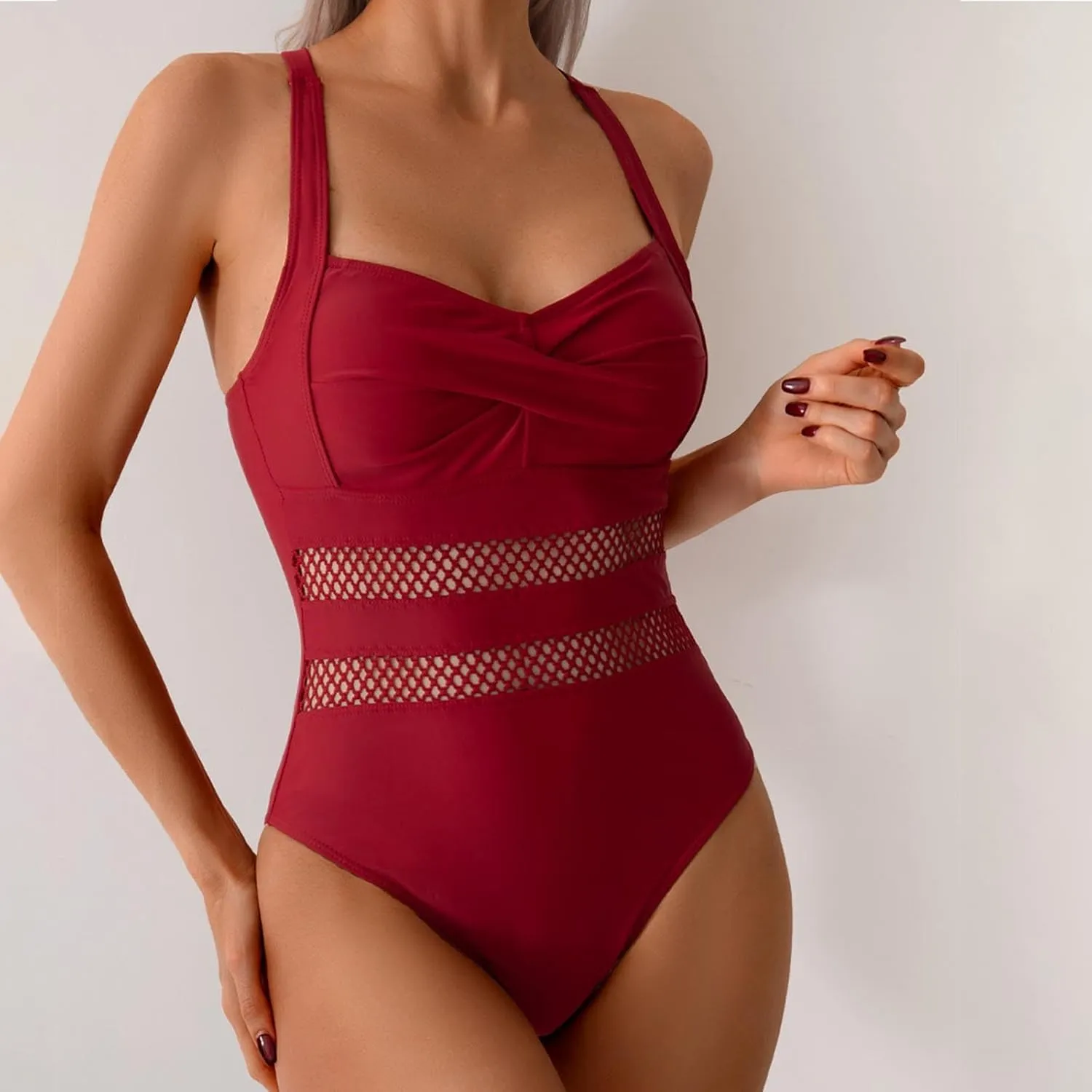 Xiaojmake Womens One Piece Swimsuits Tummy Control Mesh High Waisted Sexy Bathing Suit Wrap Backless Adjustable Bodysuit