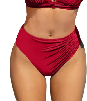 YELAIVP Women's High Waisted Bikini Bottom Tummy Control Ruched Bathing Suit Bottom Full Coverage Swimsuit Bottoms