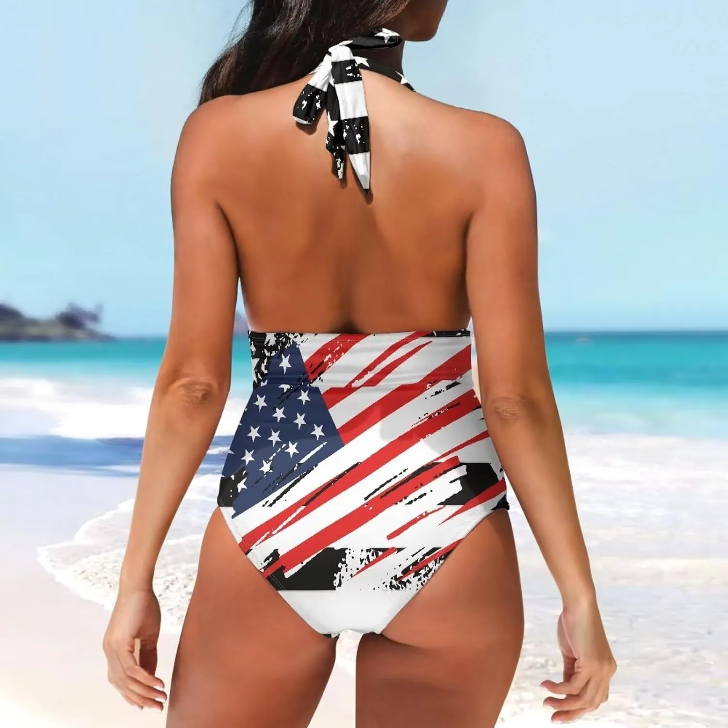 YEXIATODO Women's One Piece Swimsuit V Neck Cross Back Swimwear