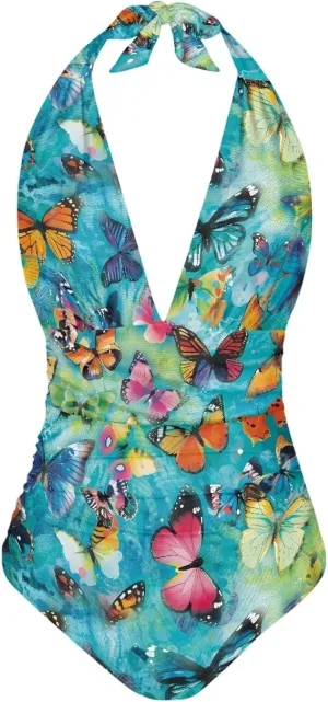 YEXIATODO Women's One Piece Swimsuit V Neck Cross Back Swimwear