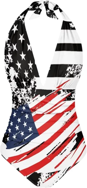 YEXIATODO Women's One Piece Swimsuit V Neck Cross Back Swimwear