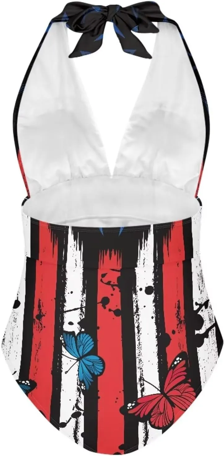 YEXIATODO Women's One Piece Swimsuit V Neck Cross Back Swimwear