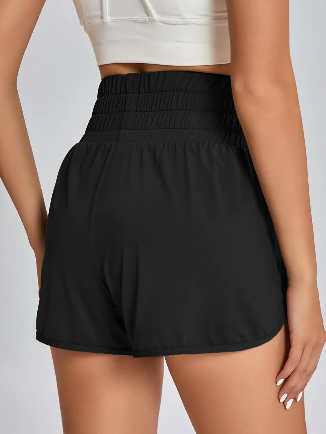 Yilisha Women High Waisted Swim Shorts Tummy Control Swim Bottoms Swimming Shorts with Liner Zipper Pocket