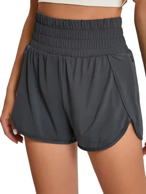 Yilisha Women High Waisted Swim Shorts Tummy Control Swim Bottoms Swimming Shorts with Liner Zipper Pocket