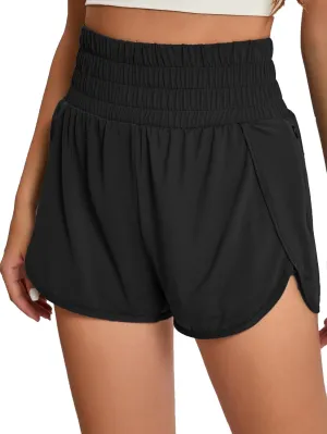 Yilisha Women High Waisted Swim Shorts Tummy Control Swim Bottoms Swimming Shorts with Liner Zipper Pocket