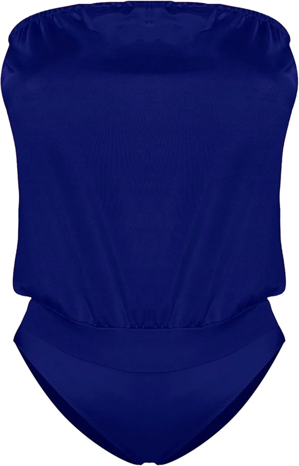 YMING Womens Strapless Bandeau One Piece Swimsuits Solid Color Tube Swimwear Sexy Shirring Monokini