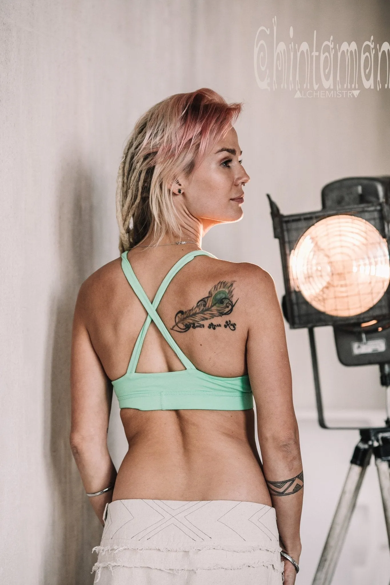 Yoga Bra Top / Cotton Sport Halter Top by Chintamani / Mint