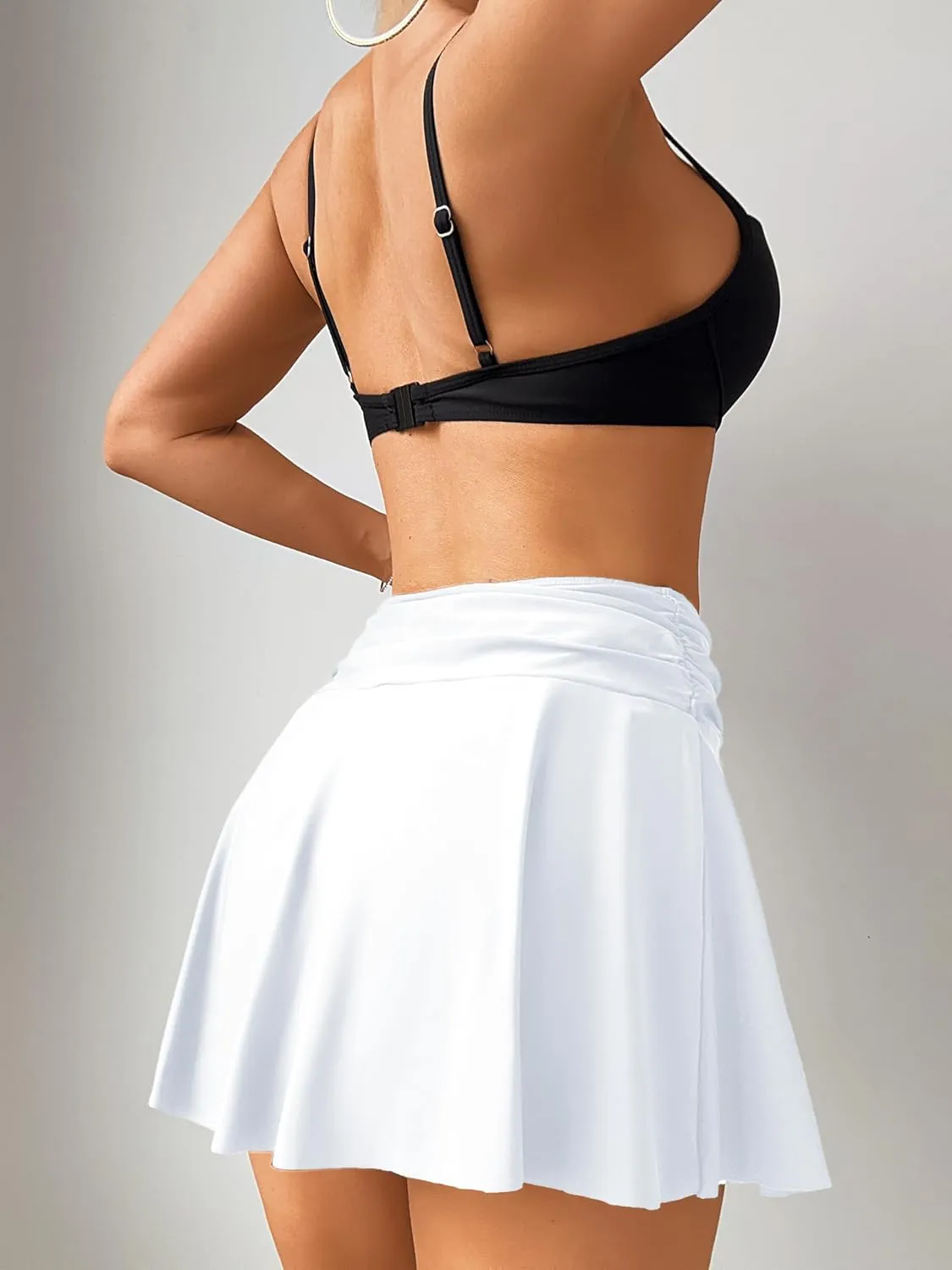 ZAFUL Women's High Waisted Swim Skirt with Pocket Ruched Tummy Control Swimsuit Bathing Suit Tankini Bottoms