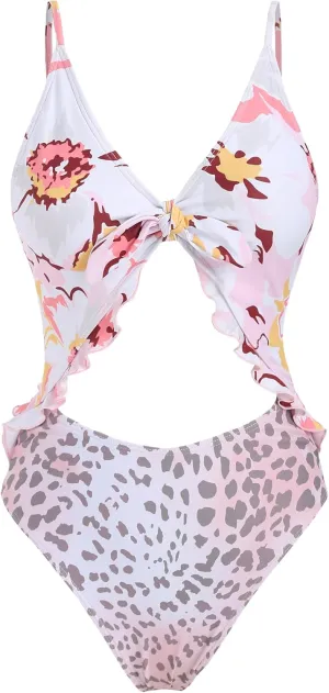 ZAFUL Women's One Piece Swimsuit Ribbed Open Back Bathing Suit Tummy Control Scoop Neck Adjustable Straps High Cut Swimwear