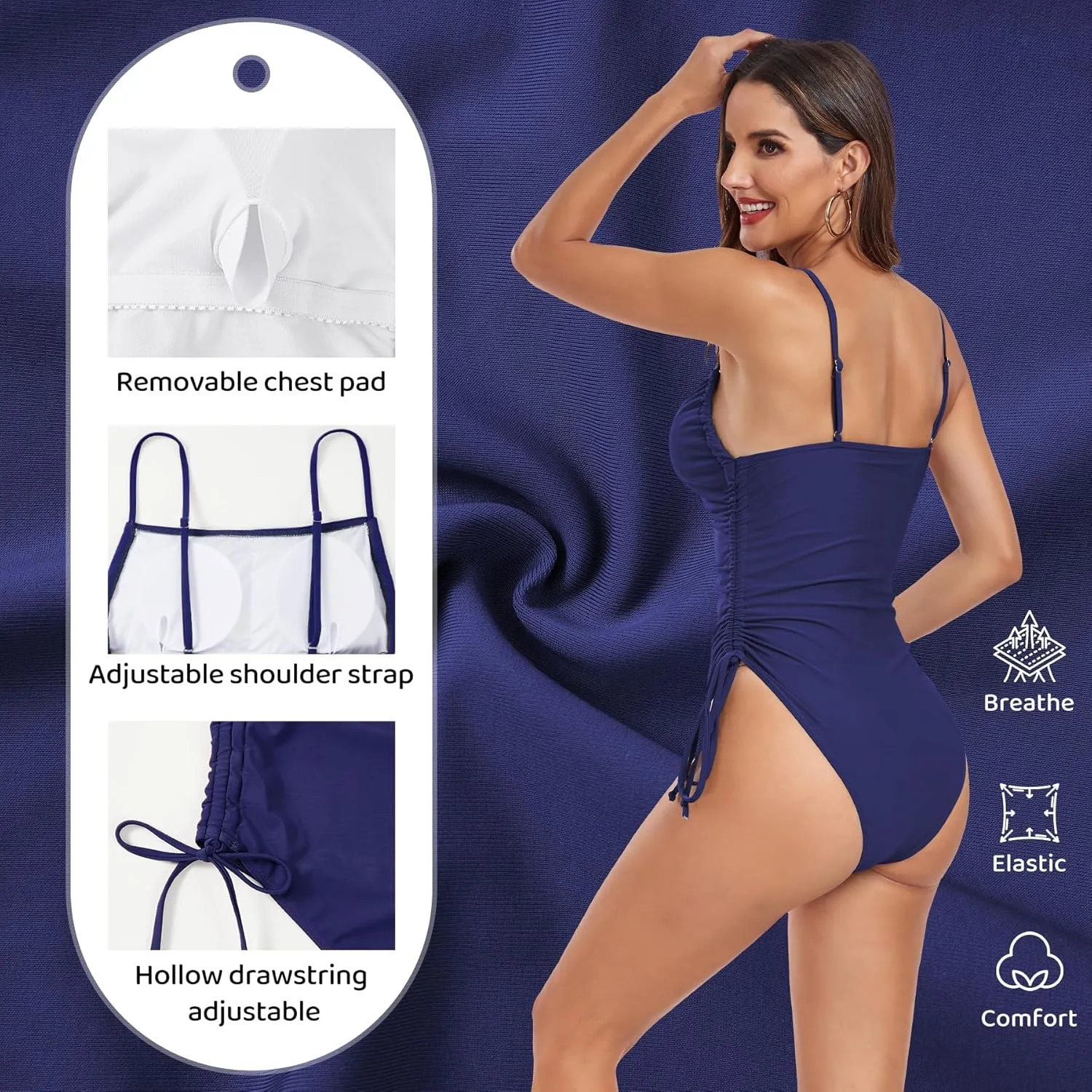 Zando One Piece Swimsuit Women Tummy Control Bathing Suits Cheeky High Cut One Piece Swimsuits Swimwear Tie Side