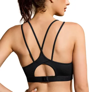 ZeroBound Women's Strappy Sports Bra Criss Cross Back Padded Medium Support Wireless