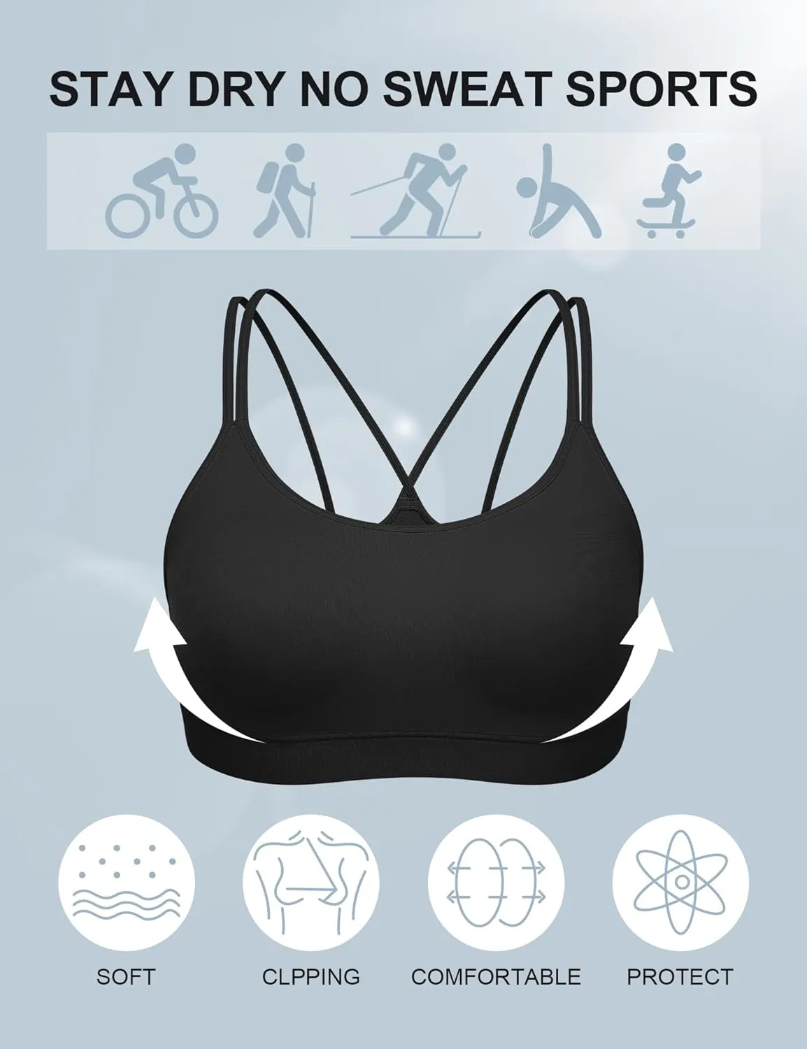 ZeroBound Women's Strappy Sports Bra Criss Cross Back Padded Medium Support Wireless