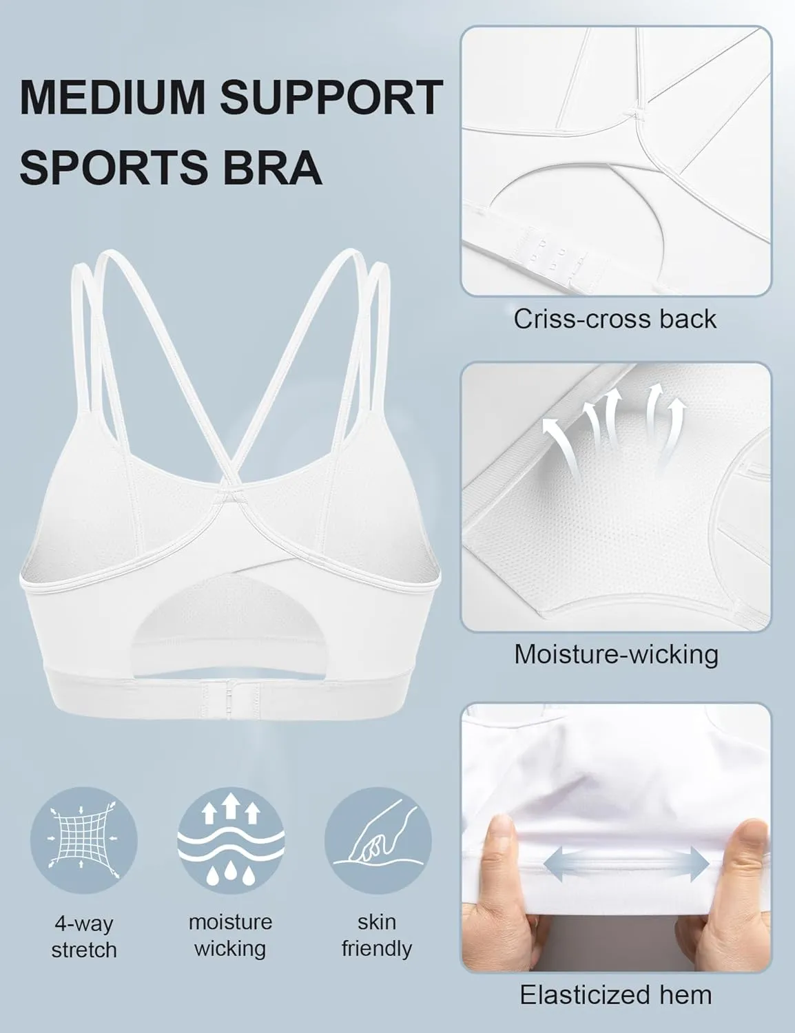ZeroBound Women's Strappy Sports Bra Criss Cross Back Padded Medium Support Wireless