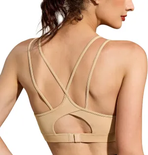 ZeroBound Women's Strappy Sports Bra Criss Cross Back Padded Medium Support Wireless