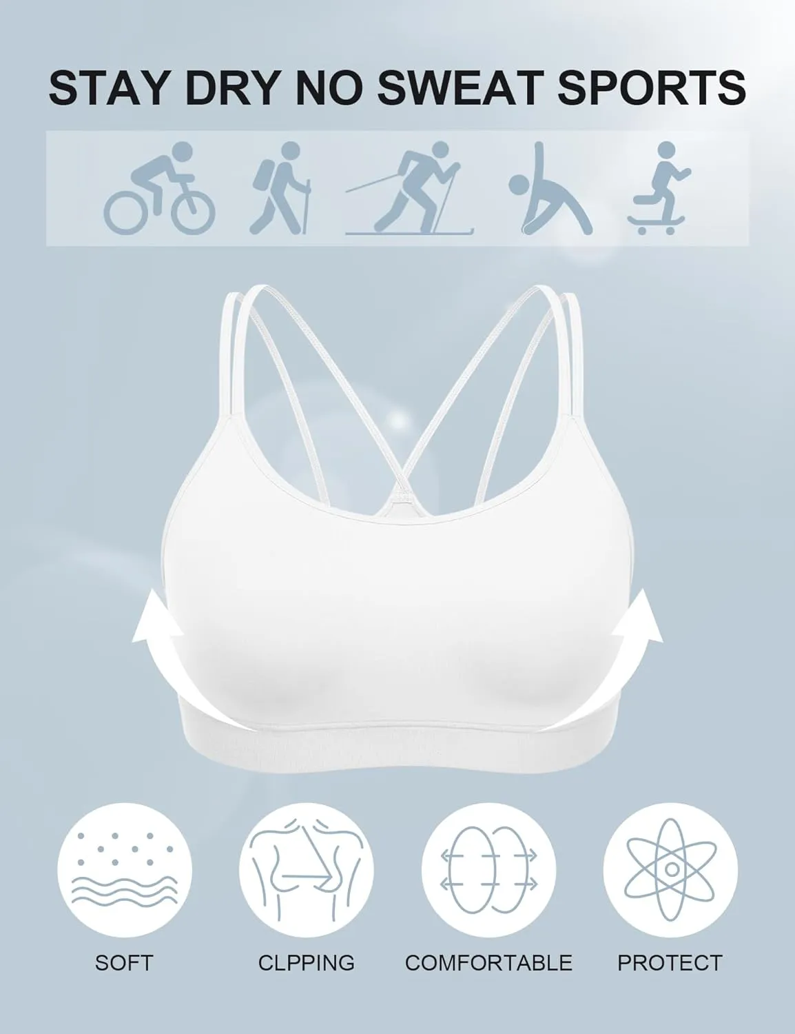 ZeroBound Women's Strappy Sports Bra Criss Cross Back Padded Medium Support Wireless