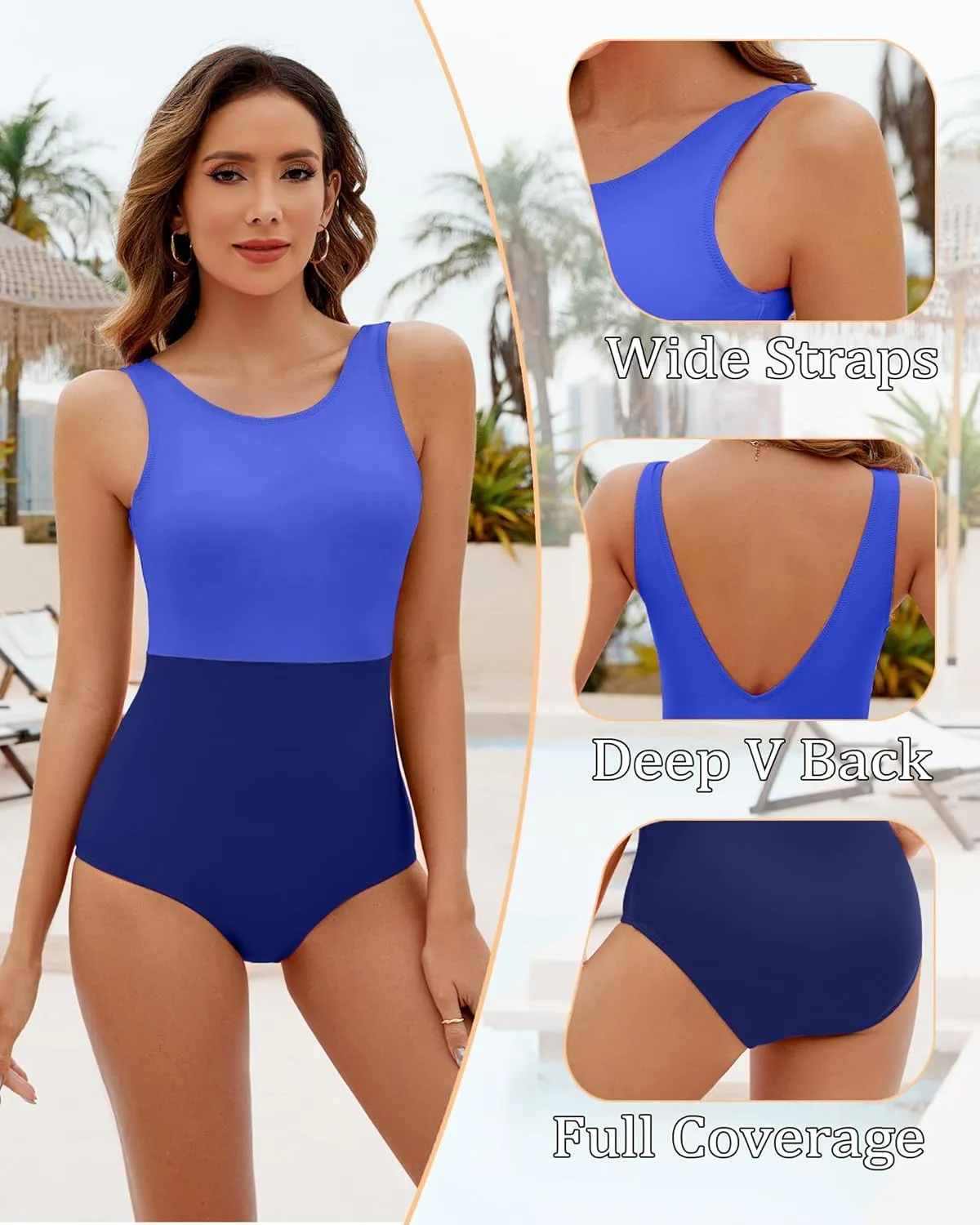 ZINPRETTY One Piece Swimsuit Women Bathing Suits Tummy Control Modest Full Coverage Monokini Girls Color Block Swim Suit 2025